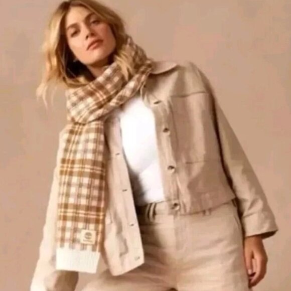 NWT TIMBERLAND Wheat Plaid Fall Scarf – One Size - Picture 1 of 6